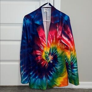 Vibrant Rainbow Tie-Dye 70s Hippie Blazer Costume